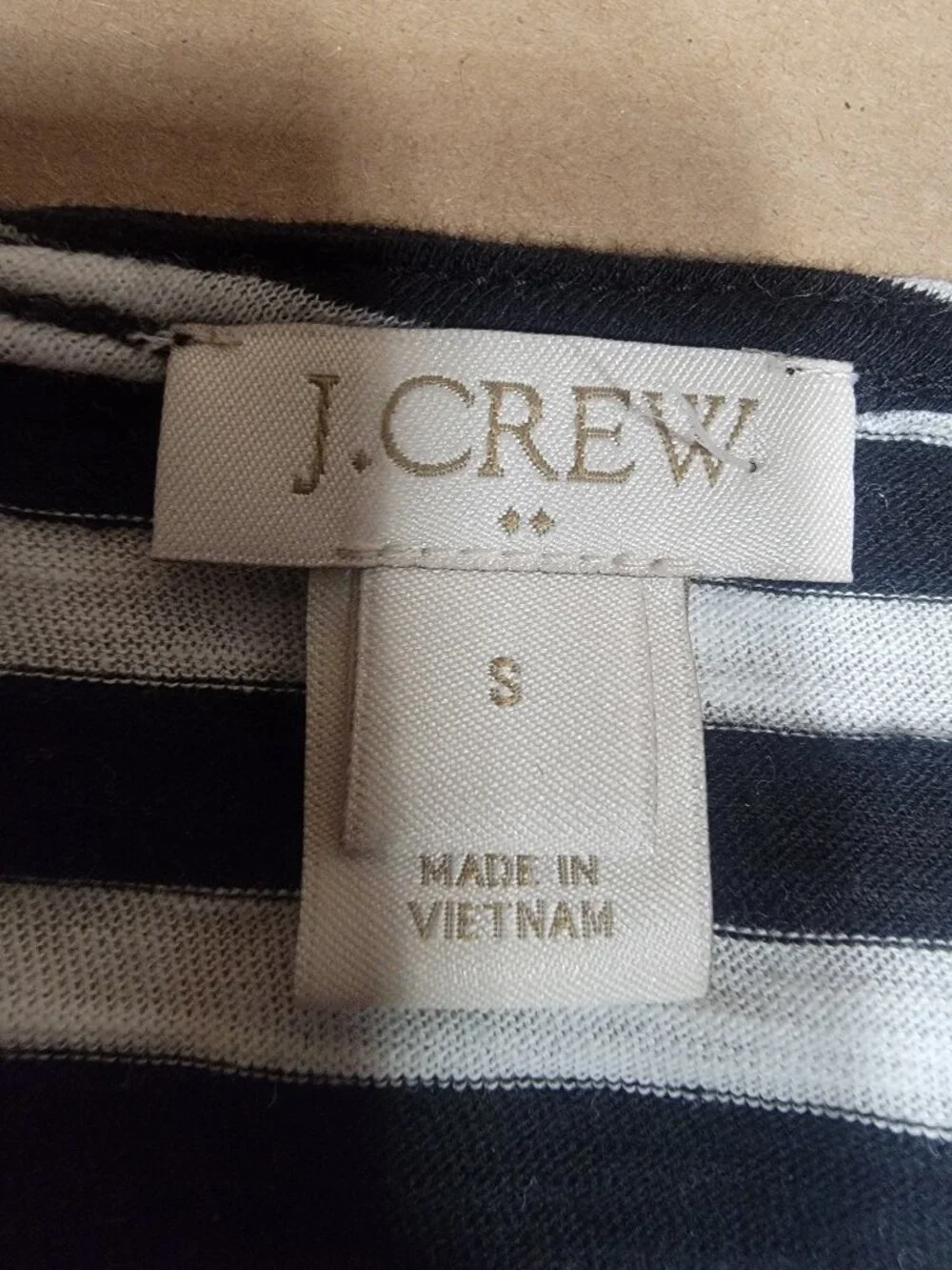 J. Crew Size S Black & White Striped Ruffled Trim Tunic with Asymmetrical Ruffle